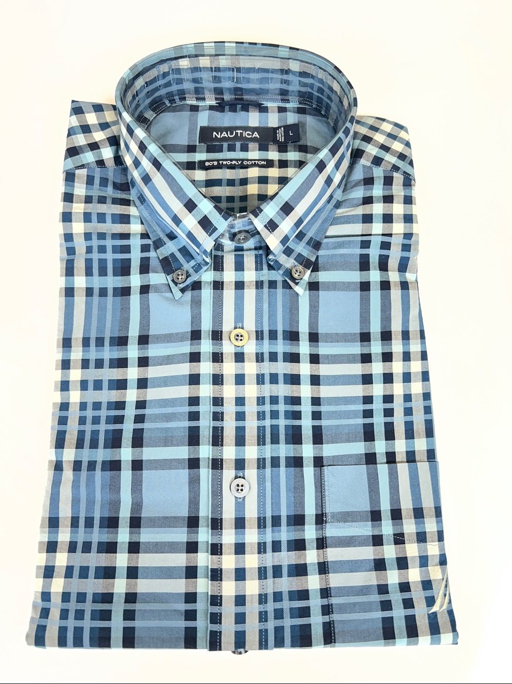 NWT Nautica Men's Plaid Long-Sleeve Shirt Size Large